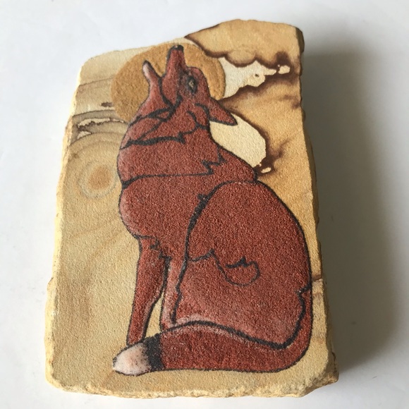 Navajo Sand Art of Coyote by Judy Lewis - Picture 3 of 8